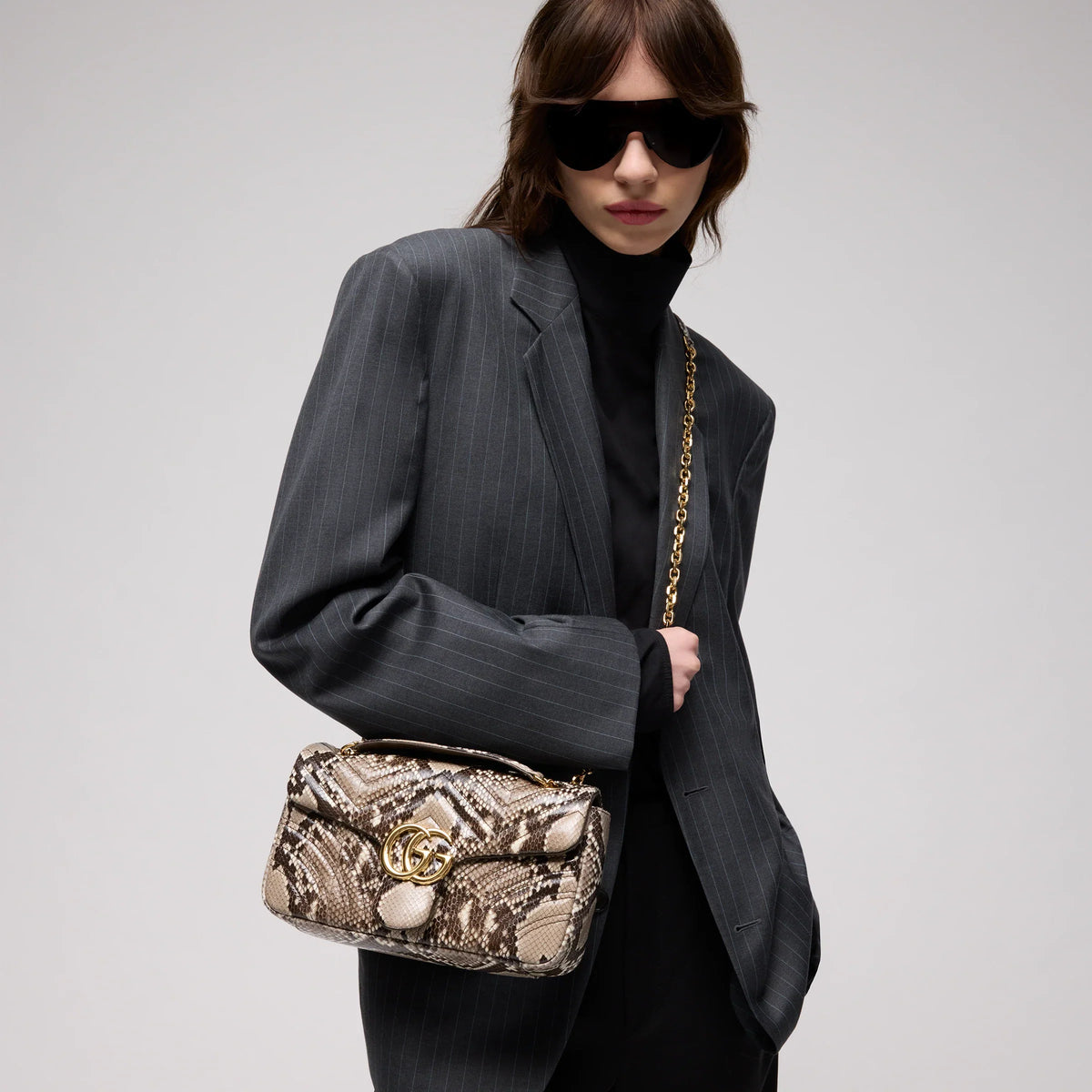 GG Marmont python medium shoulder bag